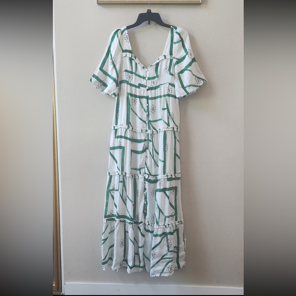 Sancia Harlow Button-Front Tiered Maxi Dress size S